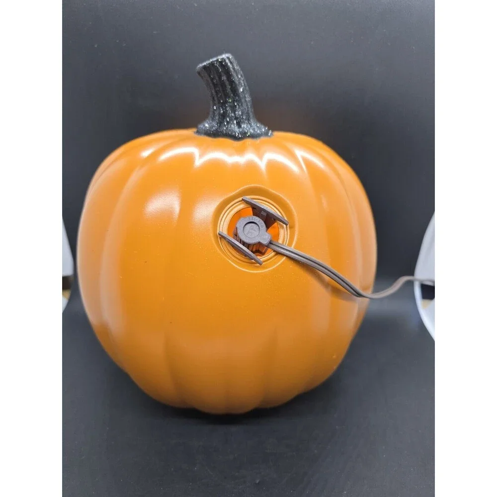 Decorative Boo Halloween Orange Pumpkin (Black glitter stem) Approximately 10